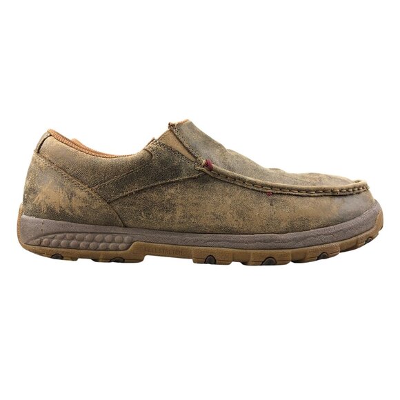 Twisted X Men's Size 13M Brown All Leather Slip On Driving Moc Casual Loafers - Picture 1 of 15